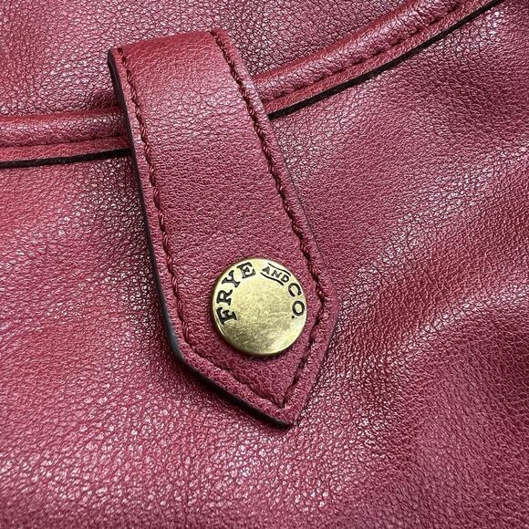Frye and Co Handbag Crossbody Purse Maroon Vegan Leather - JL374 - Picture 4 of 9